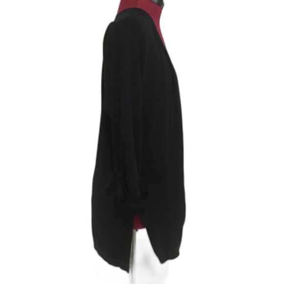 Exclusively Misook Acrylic Knit Jacket Size Medium Black Open Front 3/4 Sleeve - Picture 9 of 9
